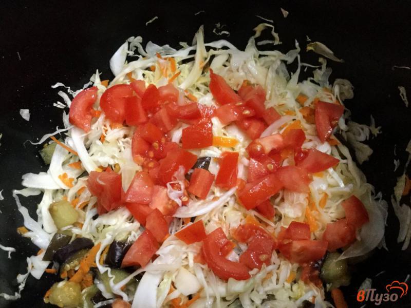 Фото приготовление рецепта: Капуста с баклажанами, морковью и помидорами, тушеная в мультиварке шаг №6