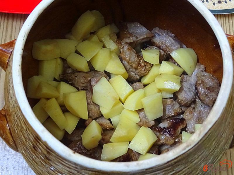 Фото приготовление рецепта: Свинина с овощами и фасолью в горшлчке шаг №5
