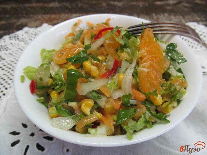 Фото приготовление рецепта: Салат из пекинской капусты с мандарином и тыквой шаг №5