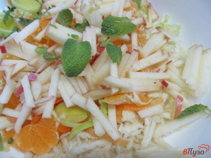 Фото приготовление рецепта: Салат из пекинской капусты с мандарином и сельдереем шаг №6