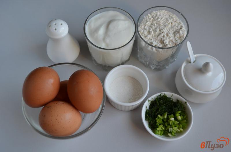 Фото приготовление рецепта: Ленивые пирожки с зеленью и яйцом шаг №1