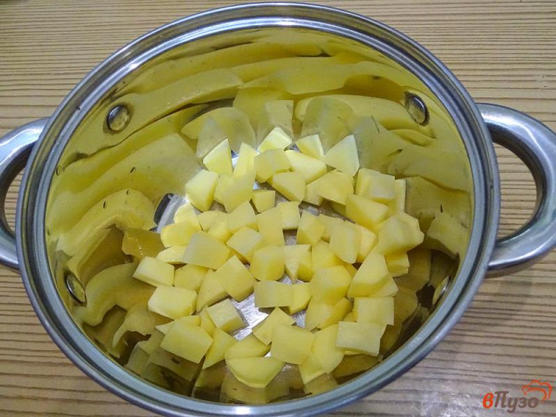 Фото приготовление рецепта: Суп с копчёной колбасой и плавленым сыром шаг №3
