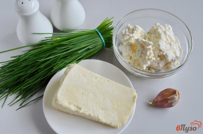 Фото приготовление рецепта: Салат из брынзы и шнитт-лука шаг №1