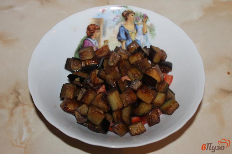 Фото приготовление рецепта: Салат из баклажан с фетой и помидорами шаг №4