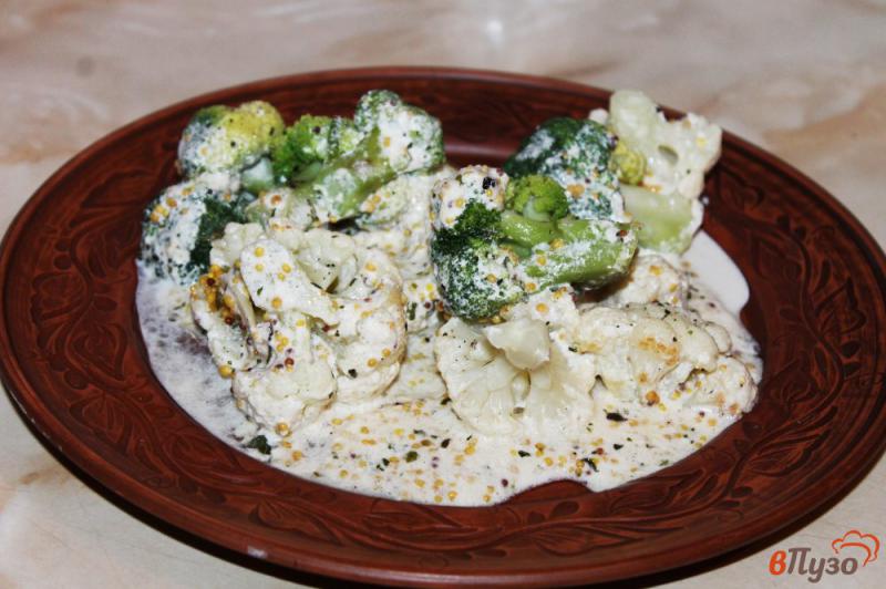 Фото приготовление рецепта: Брокколи и цветная капуста в сливочно - горчичном соусе шаг №6