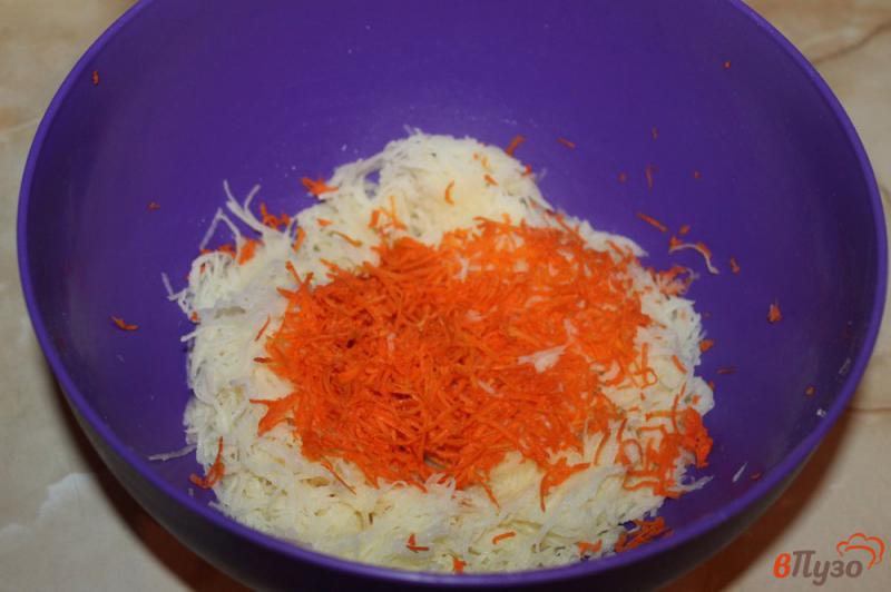 Фото приготовление рецепта: Драники с морковью и зеленым луком шаг №2