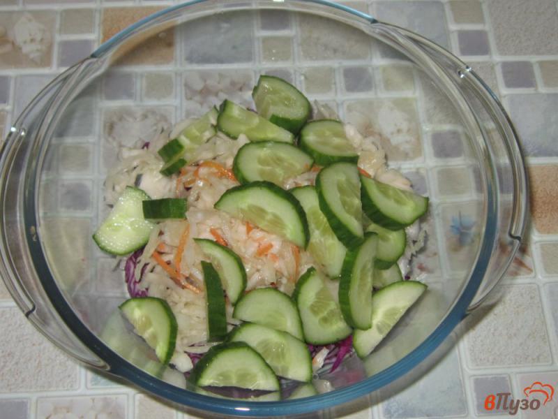 Фото приготовление рецепта: Салат из квашеной и краснокочанной капусты шаг №3