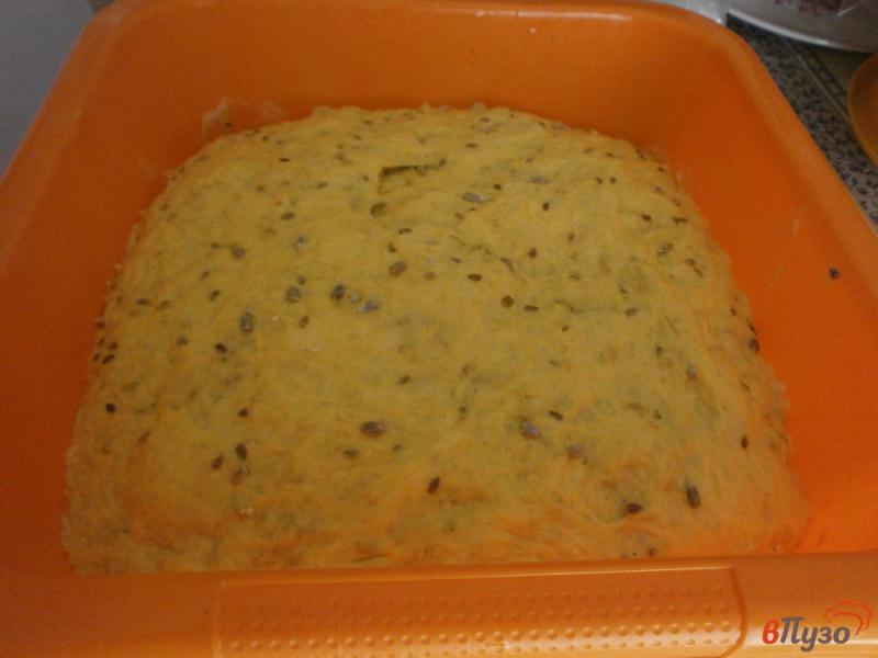Фото приготовление рецепта: Хлеб с куркумой, семенами льна, тыквенными семечками и овсяными хлопьями шаг №5