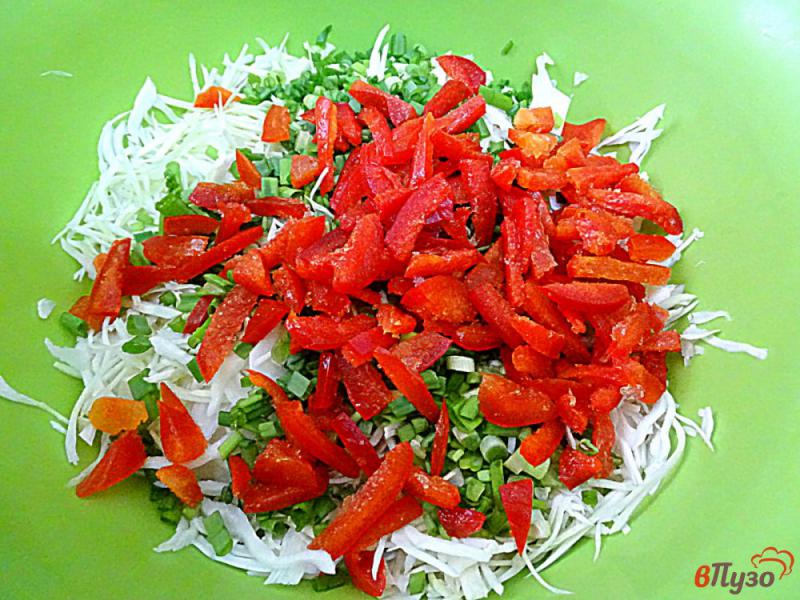 Фото приготовление рецепта: Салат из капусты зелени и перца шаг №5