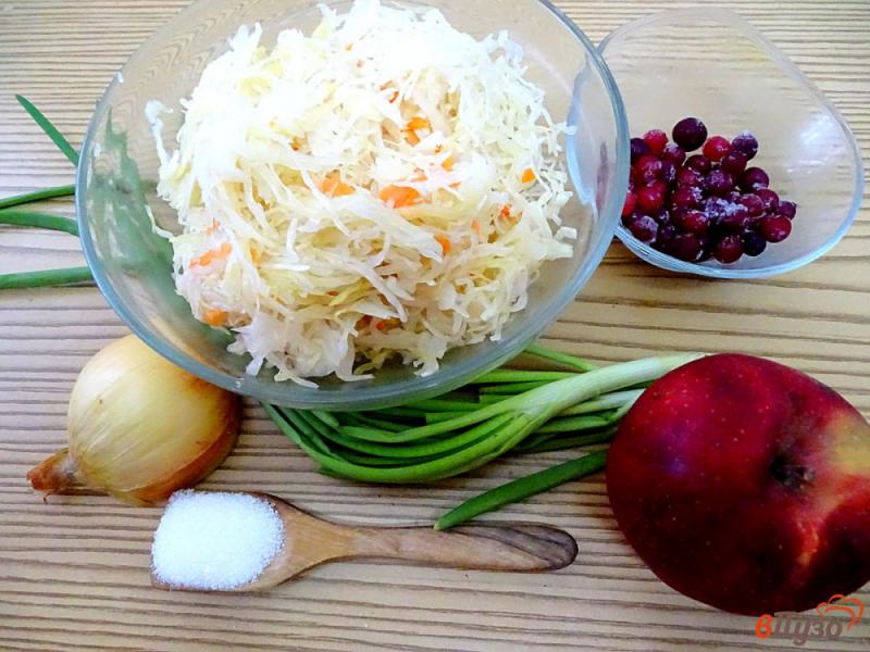 Фото приготовление рецепта: Салат из квашеной капусты с клюквой и яблоком шаг №1