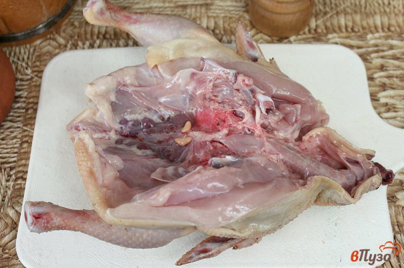 Фото приготовление рецепта: Цыпленок запеченый в сметане с картофелем и яблоками шаг №3