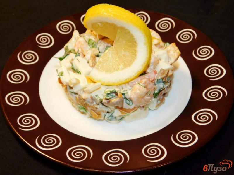 Фото приготовление рецепта: Грибной салат с креветками шаг №5
