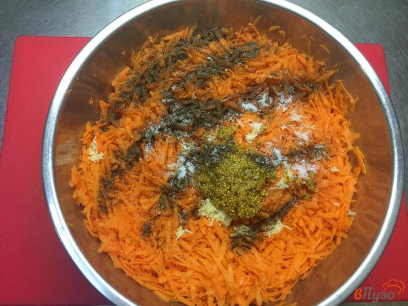 Фото приготовление рецепта: Салат из свежей моркови с чесноком и французской горчицей шаг №3
