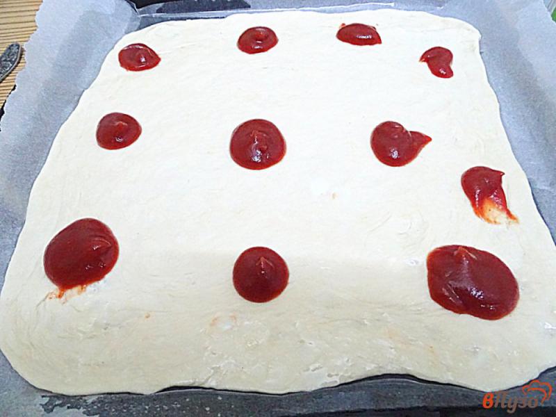 Фото приготовление рецепта: Пицца с двумя видами сыра шаг №14