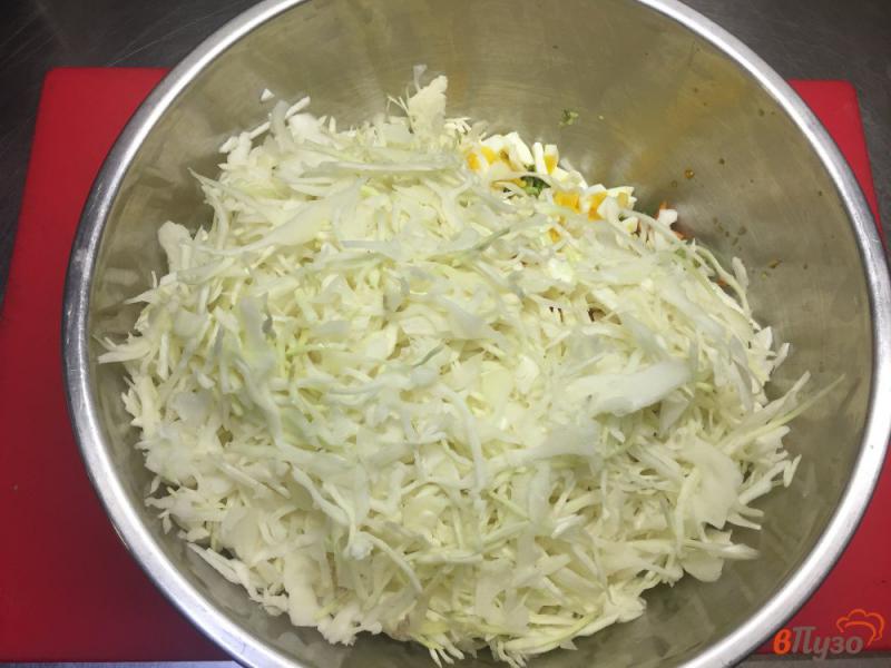 Фото приготовление рецепта: Салат из белокочанной капусты с яйцом и морковью шаг №4