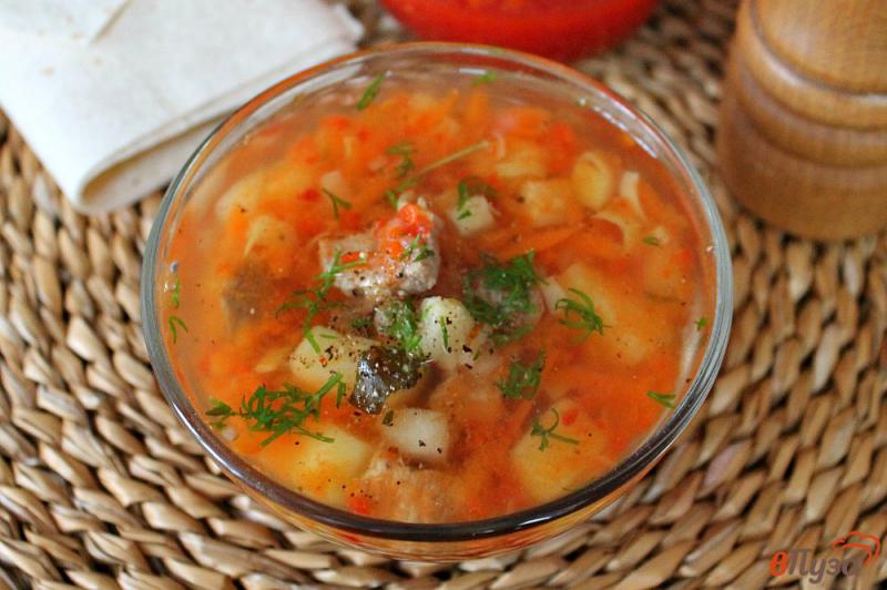 Фото приготовление рецепта: Мясной суп с томатом шаг №6