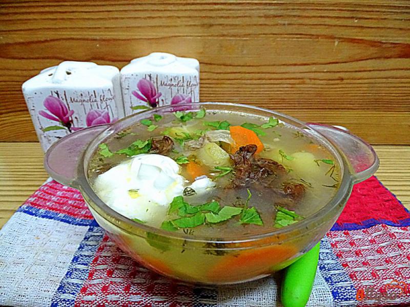 Фото приготовление рецепта: Суп из замороженых лесных грибов шаг №8