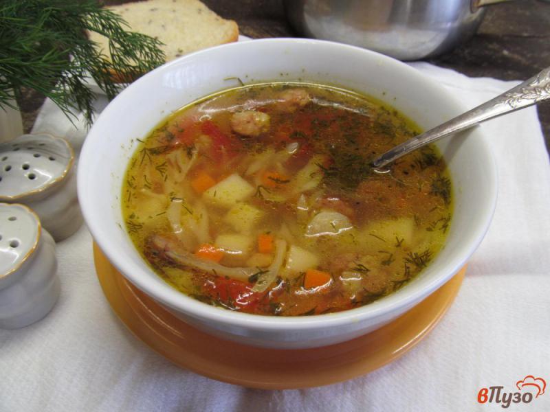 Фото приготовление рецепта: Охотничий суп с овощами шаг №6