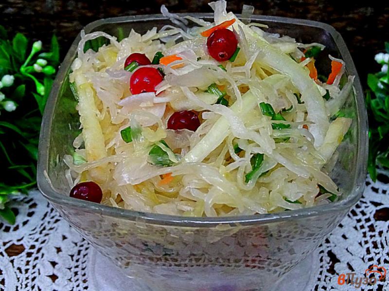 Фото приготовление рецепта: Салат из квашеной капусты с яблоком, клюквой и луком шаг №7