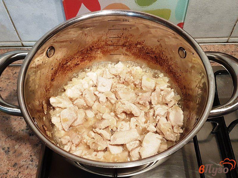 Фото приготовление рецепта: Суп-рагу с курицей и грибами шаг №10