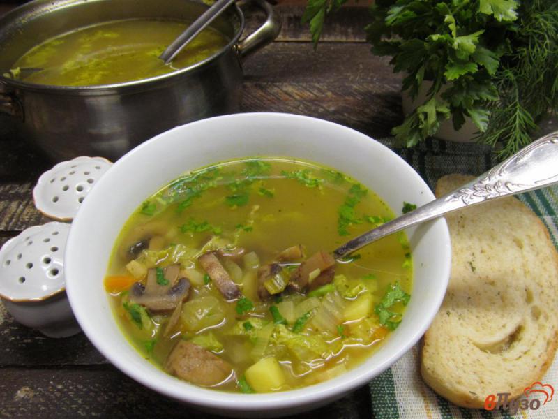 Фото приготовление рецепта: Овощной суп на грибном бульоне шаг №6