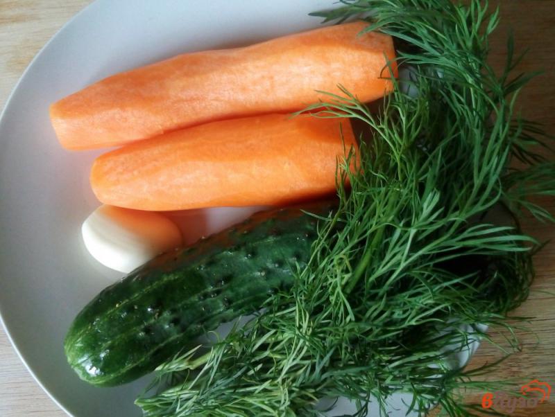 Фото приготовление рецепта: Пряная закуска из моркови и огурца шаг №1