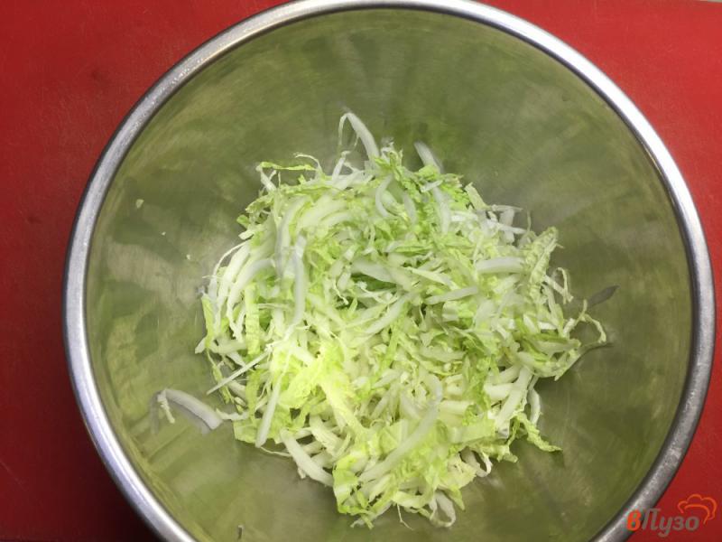 Фото приготовление рецепта: Салат из пекинской капусты с редисом, огурцом и зеленым луком шаг №1