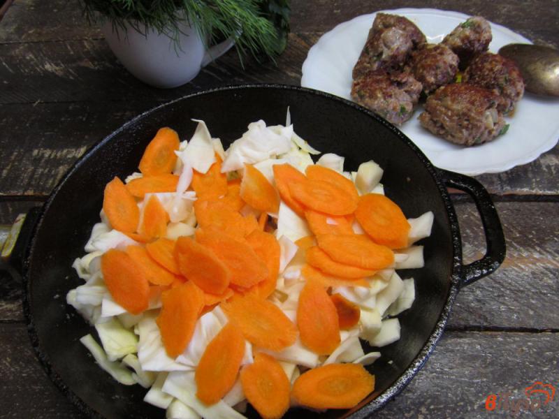 Фото приготовление рецепта: Тушеные овощи с фрикадельками шаг №4