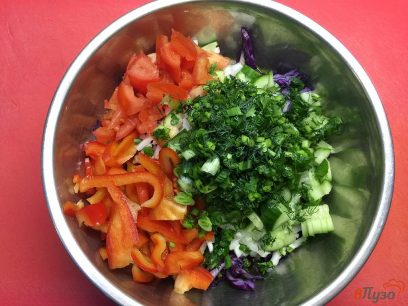Фото приготовление рецепта: Салат из капусты с листьями салата и болгарским перцем шаг №4