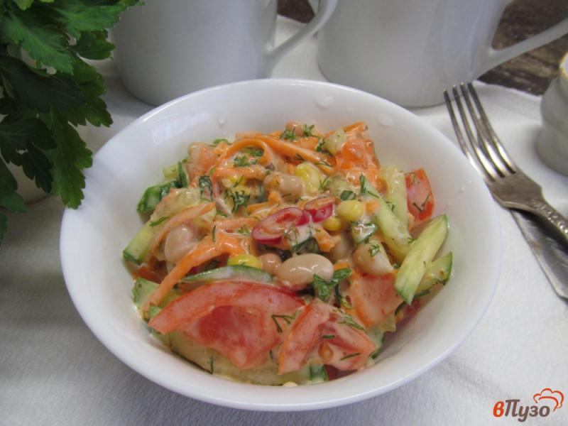 Фото приготовление рецепта: Овощной салат с бобовыми шаг №5