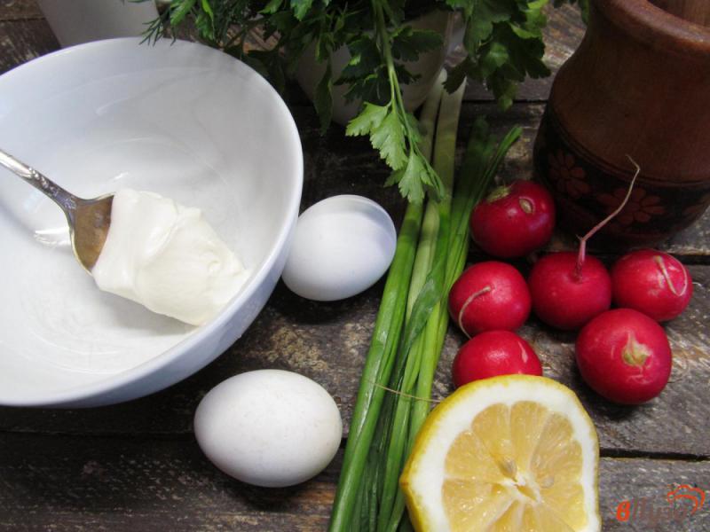 Фото приготовление рецепта: Салат из редиски с яйцом в сметанном соусе шаг №1