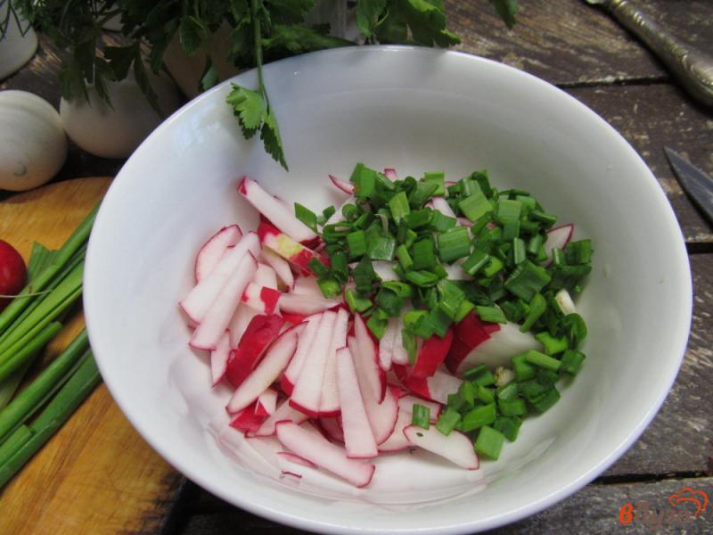 Фото приготовление рецепта: Салат из редиски с яйцом в сметанном соусе шаг №3