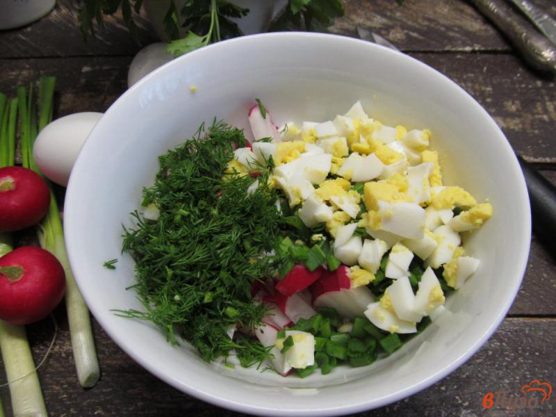Фото приготовление рецепта: Салат из редиски с яйцом в сметанном соусе шаг №4
