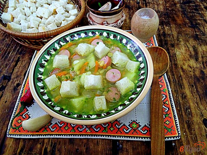 Фото приготовление рецепта: Гороховый суп сосисками и черемшой шаг №9