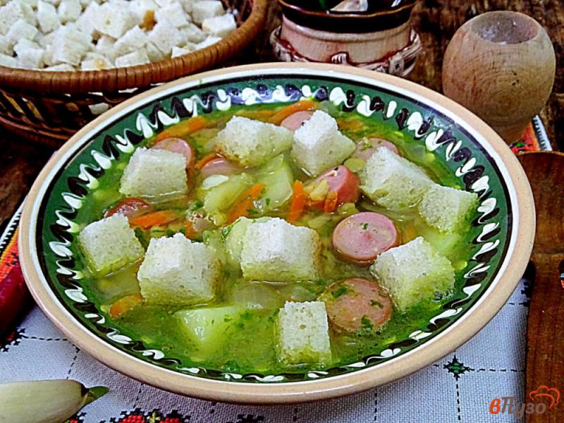 Фото приготовление рецепта: Гороховый суп сосисками и черемшой шаг №8