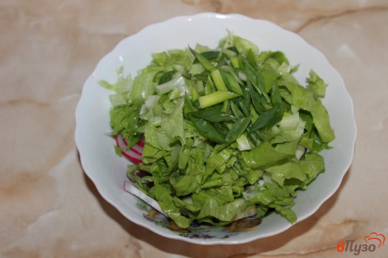 Фото приготовление рецепта: Салат из огурца и редиса шаг №4