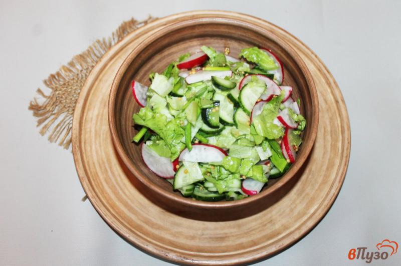 Фото приготовление рецепта: Салат из огурца и редиса шаг №6