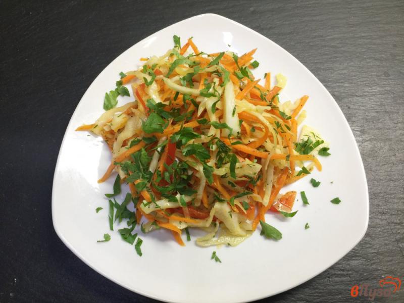Фото приготовление рецепта: Салат из капусты с болгарским перцем и морковью шаг №5