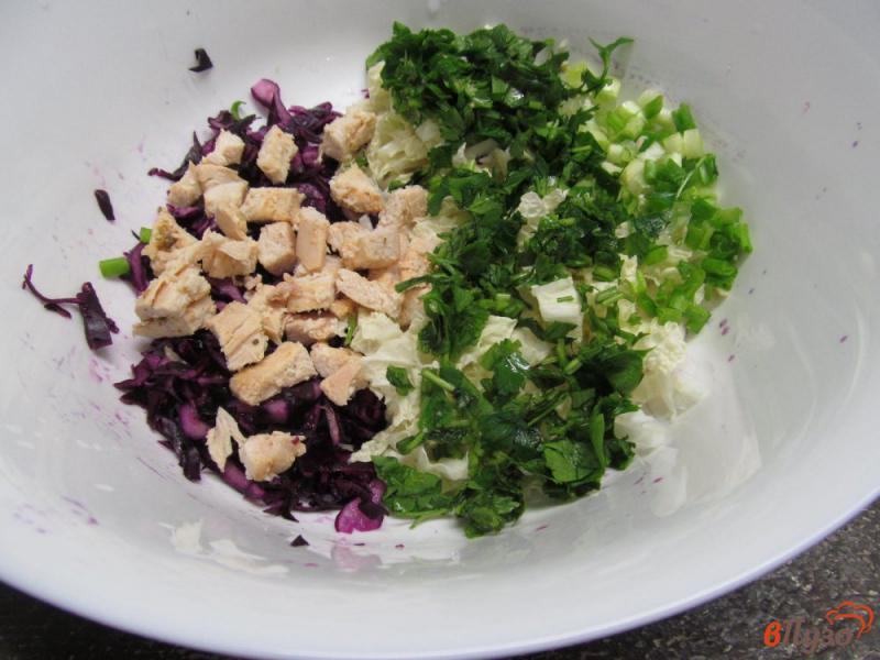 Фото приготовление рецепта: Салат из красной капусты с курицей и помидором шаг №2