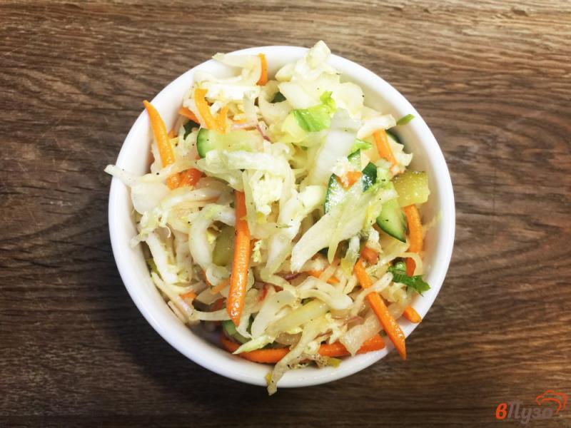 Фото приготовление рецепта: Овощной салат с капустой и морковью шаг №5