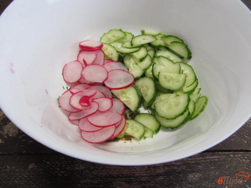 Фото приготовление рецепта: Салат из редиса с маринованным луком шаг №3