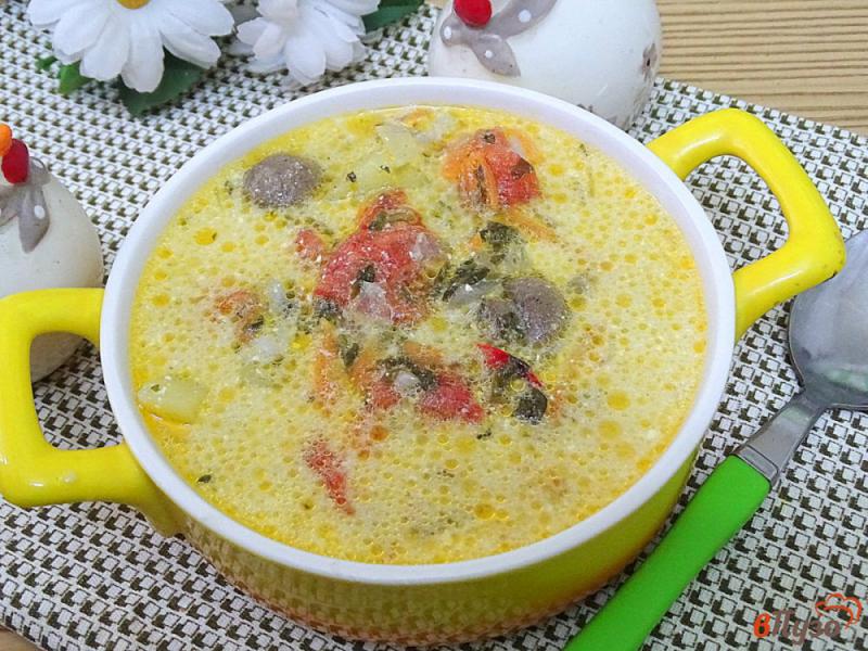 Фото приготовление рецепта: Сметанный суп с овощами и рисом шаг №6