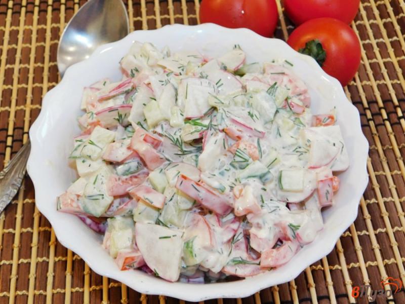 Фото приготовление рецепта: Овощной салат на майонезе шаг №4