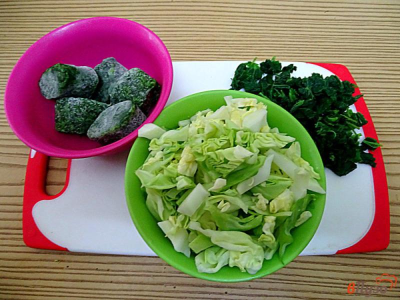 Фото приготовление рецепта: Зелёные щи с крапивой, шпинатом и молодой капустой шаг №5