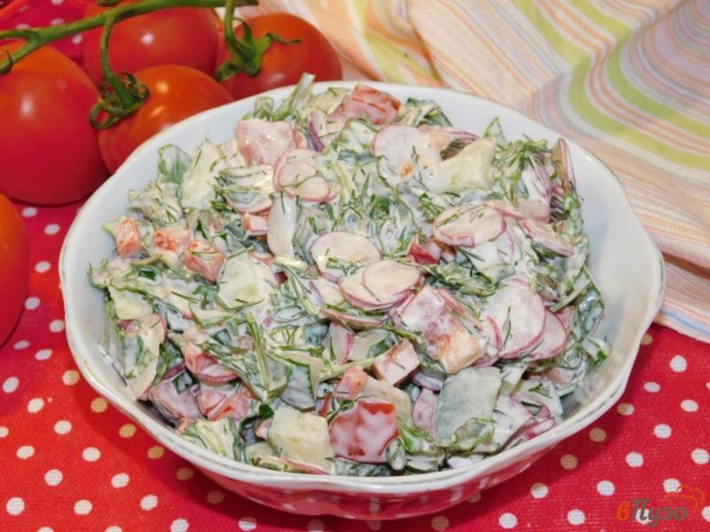 Фото приготовление рецепта: Овощной салат с щавелем шаг №4