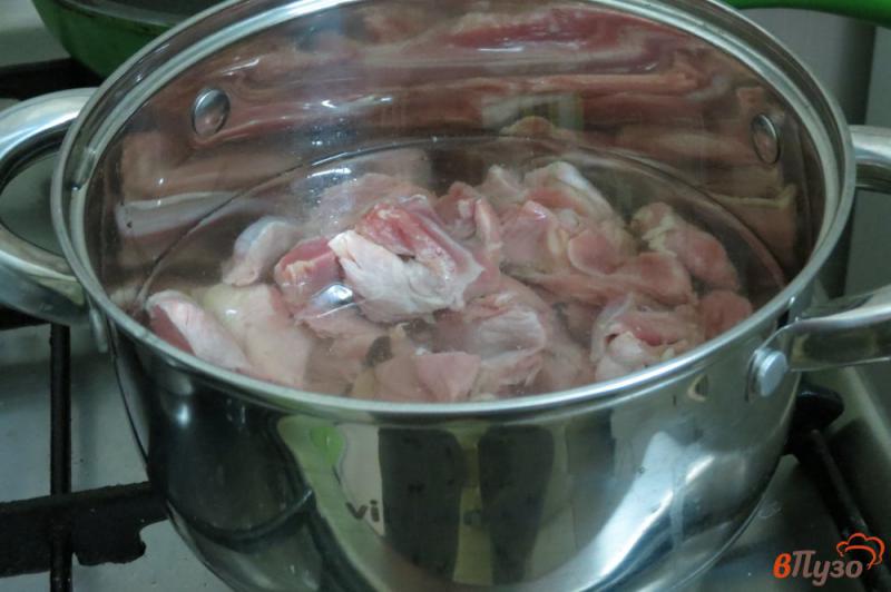 Фото приготовление рецепта: Куриные желудки с овощами и со сметаной шаг №2