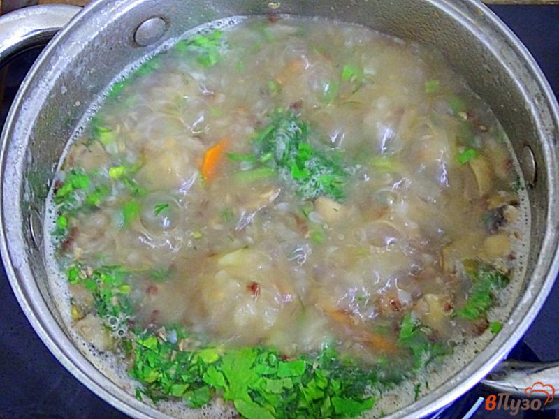Фото приготовление рецепта: Суп гречневый с грибами шаг №9