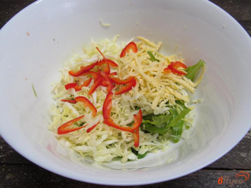 Фото приготовление рецепта: Салат из молодой капусты с рукколой и перцем шаг №3