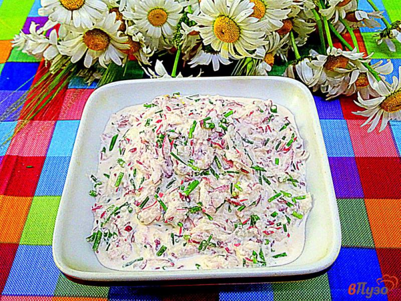 Фото приготовление рецепта: Салат из редиса и творога. шаг №8