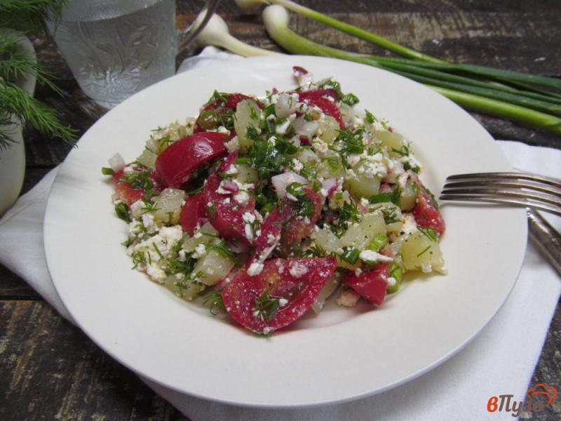 Фото приготовление рецепта: Овощной салат с творогом шаг №6